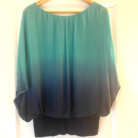 Silk Ombré Blouse Bubble Bottom Made in Italy - Picture 2 of 6